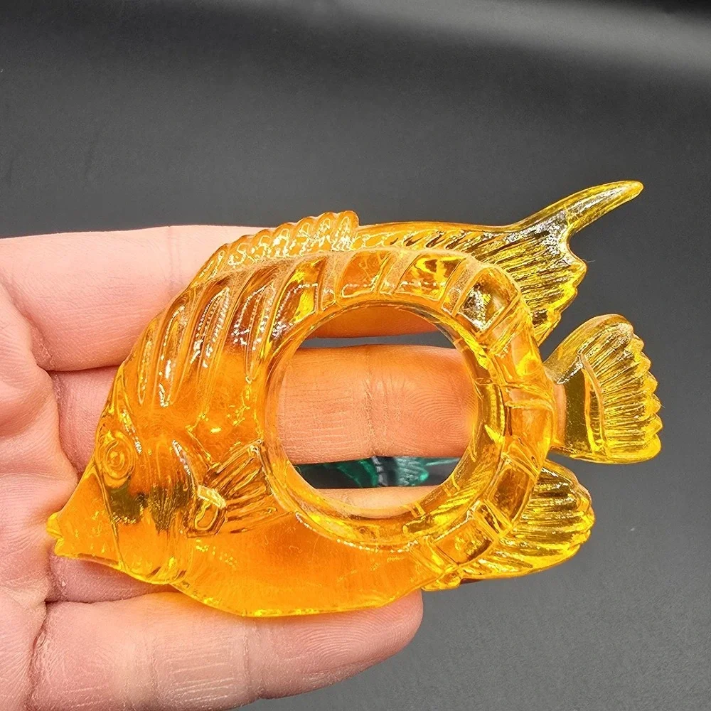 Vintage Lucite‎ Acrylic Nautical Fish Napkin Ring Holder Retro Colorful Set of 4